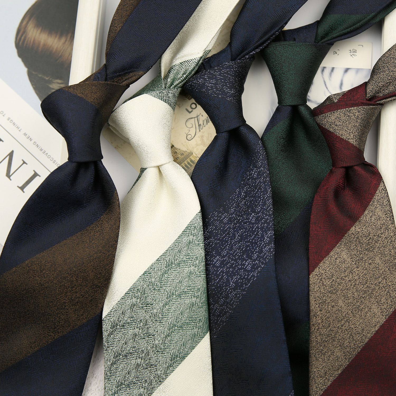 Silk Tie Striped - Fashion 8cm Navy Striped Neckties For