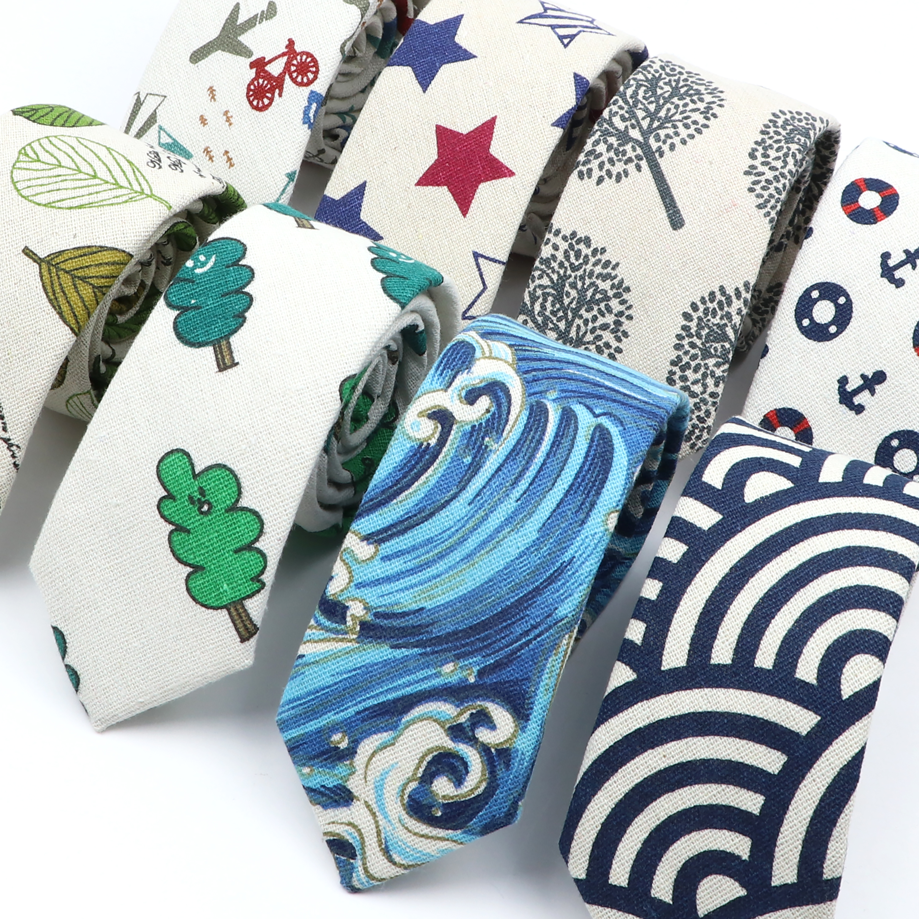 Novelty Cartoon Linen Tie For  - огляд і ціна Skinny Tie Men