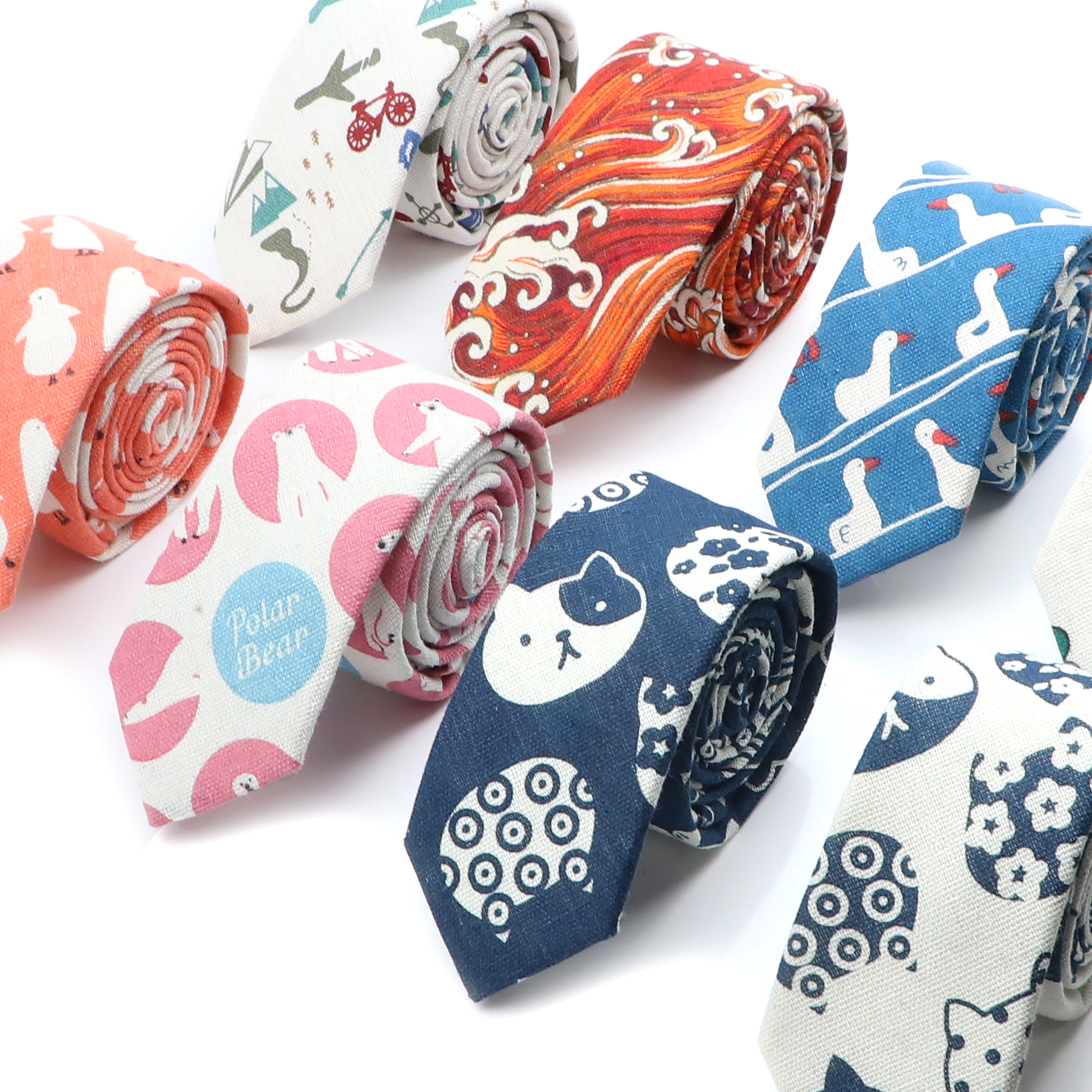 Novelty Cartoon Linen Tie For  - огляд і ціна Skinny Tie Men