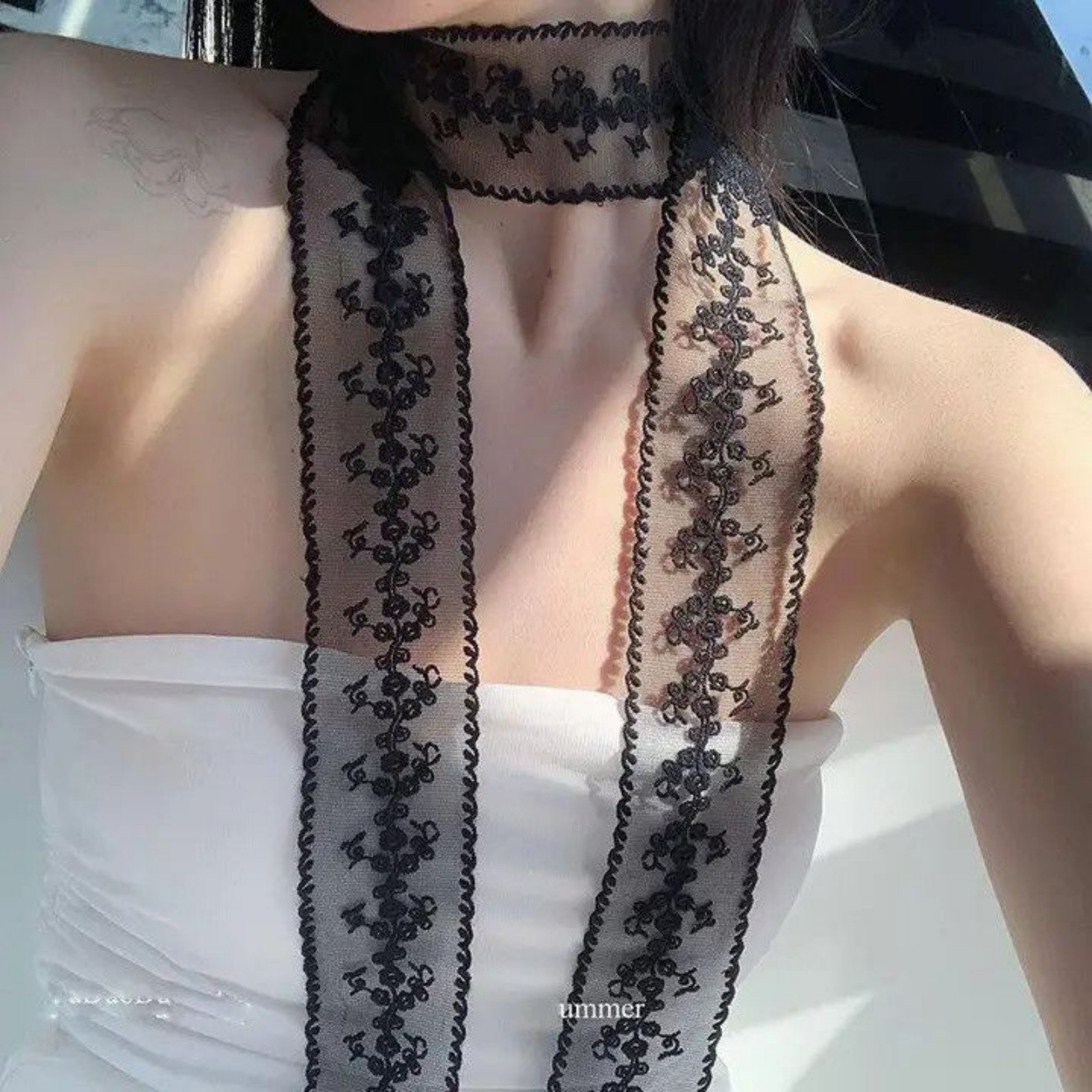 Korean Ins White Lace Ribbon S - огляд і ціна Ascot Neck Scarf