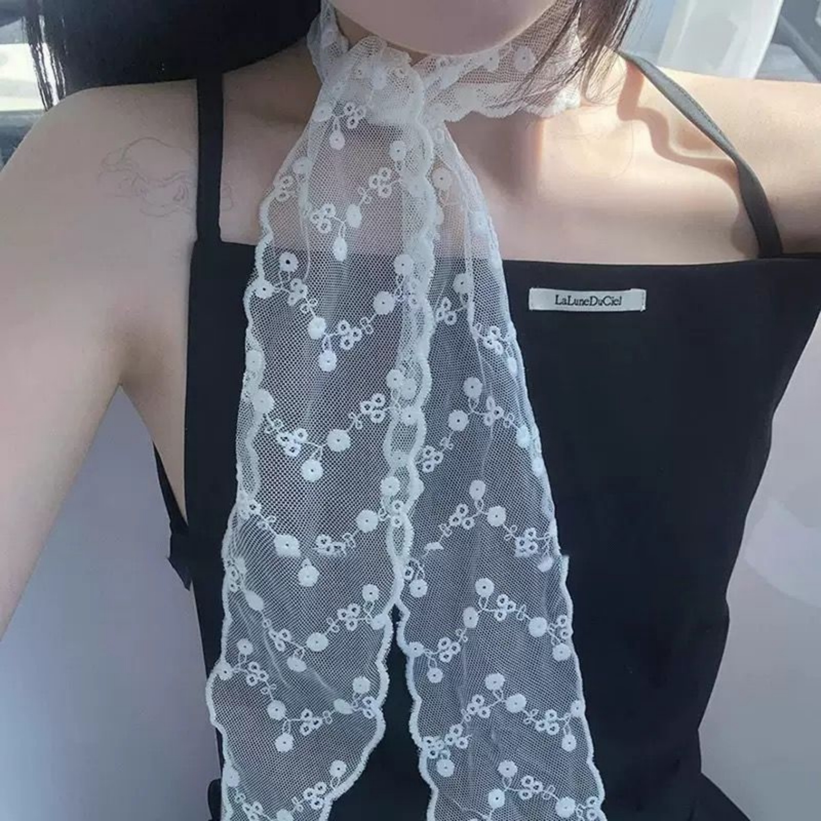 Korean Ins White Lace Ribbon S - огляд і ціна Ascot Neck Scarf