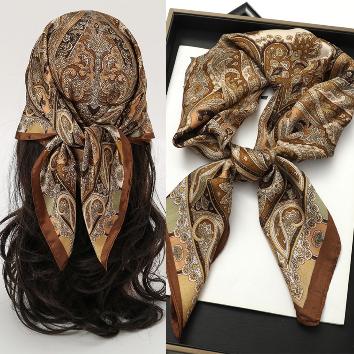 Bohemian Style Print Luxury Br - огляд і ціна Scarf Silk Square