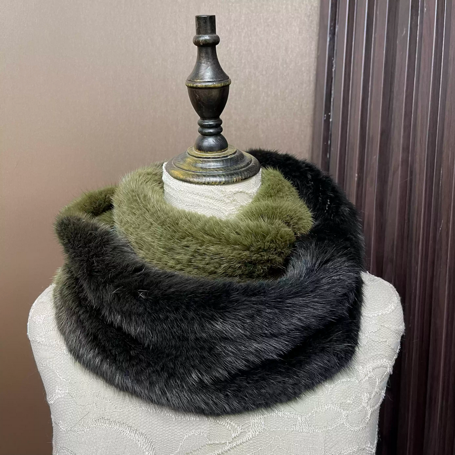 Ombre Color Genuine Mink Fur S - огляд і ціна Infinity Scarf Knit