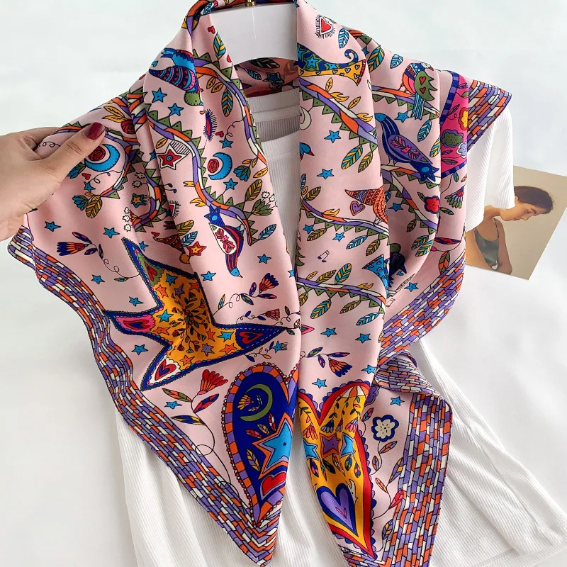 2024 90*90cm Square Scarf Twil - огляд і ціна Bandana Cotton