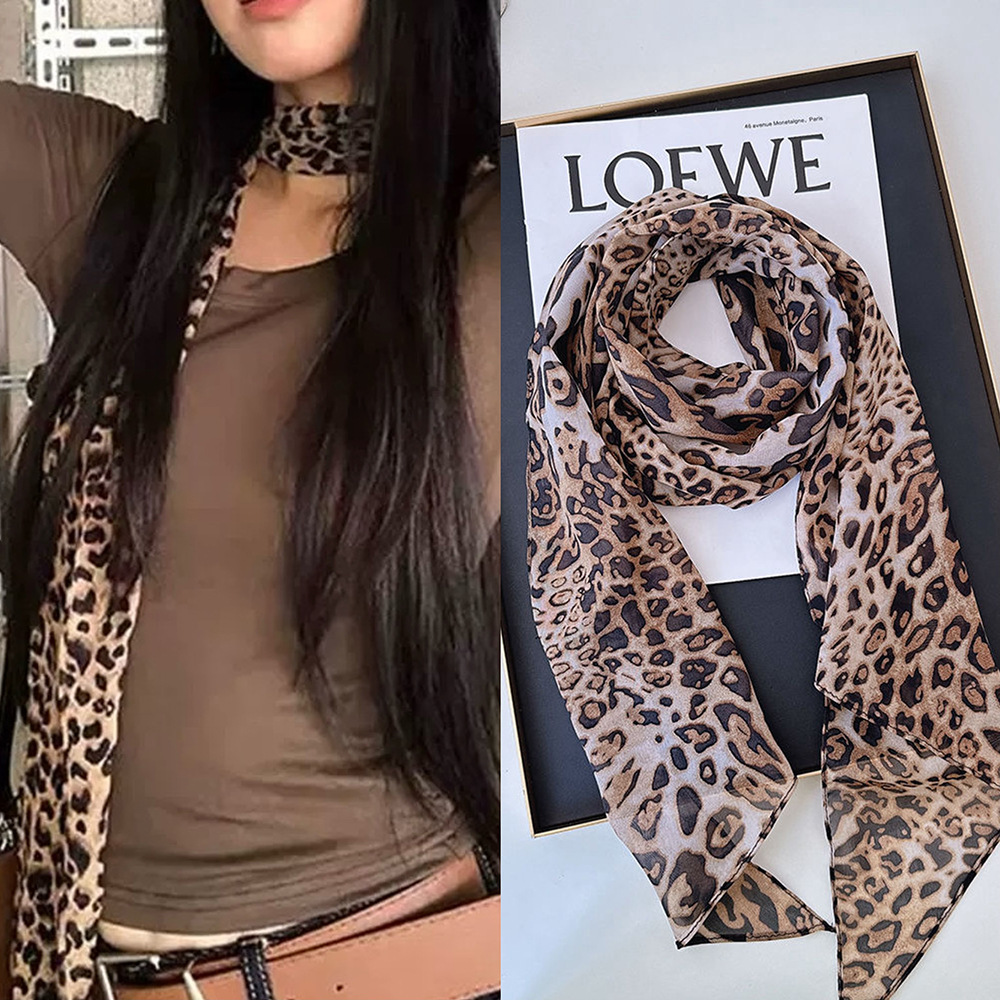 Leopard Small Long Silk Scarf  - огляд і ціна Silk Tie Striped