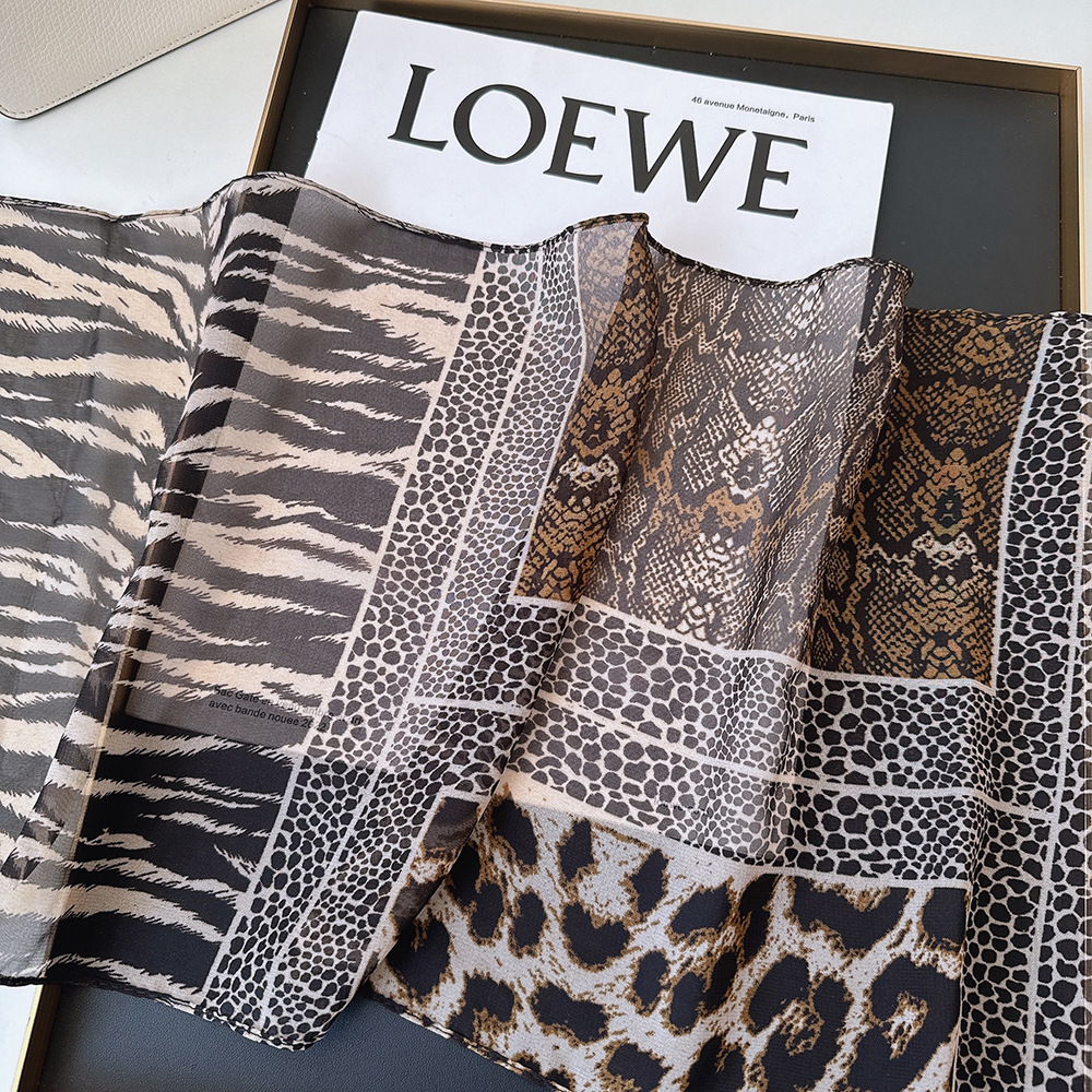 Leopard Small Long Silk Scarf  - огляд і ціна Silk Tie Striped