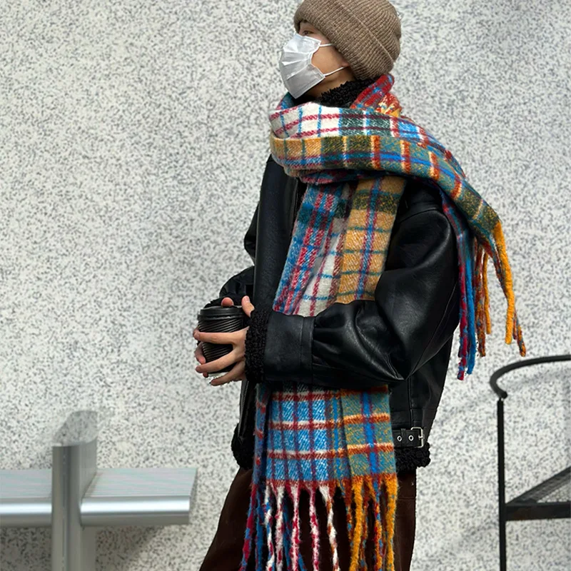 Vintage Colorful Plaid Cashmer - огляд і ціна Muffler Men Wool