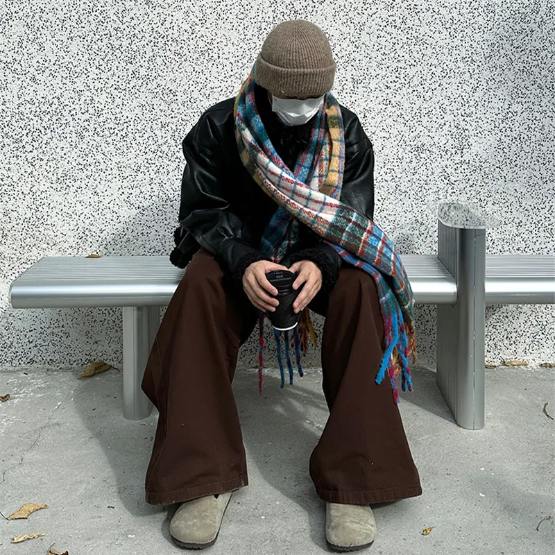 Vintage Colorful Plaid Cashmer - огляд і ціна Muffler Men Wool