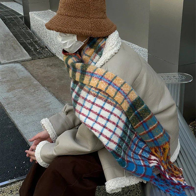 Vintage Colorful Plaid Cashmer - огляд і ціна Muffler Men Wool