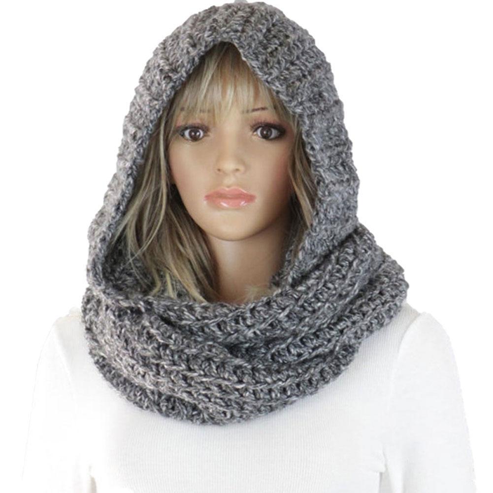 Knitted Hooded Scarf Winter Wo - огляд і ціна Infinity Scarf Knit