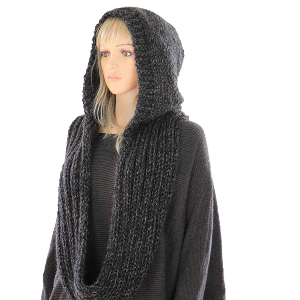 Knitted Hooded Scarf Winter Wo - огляд і ціна Infinity Scarf Knit