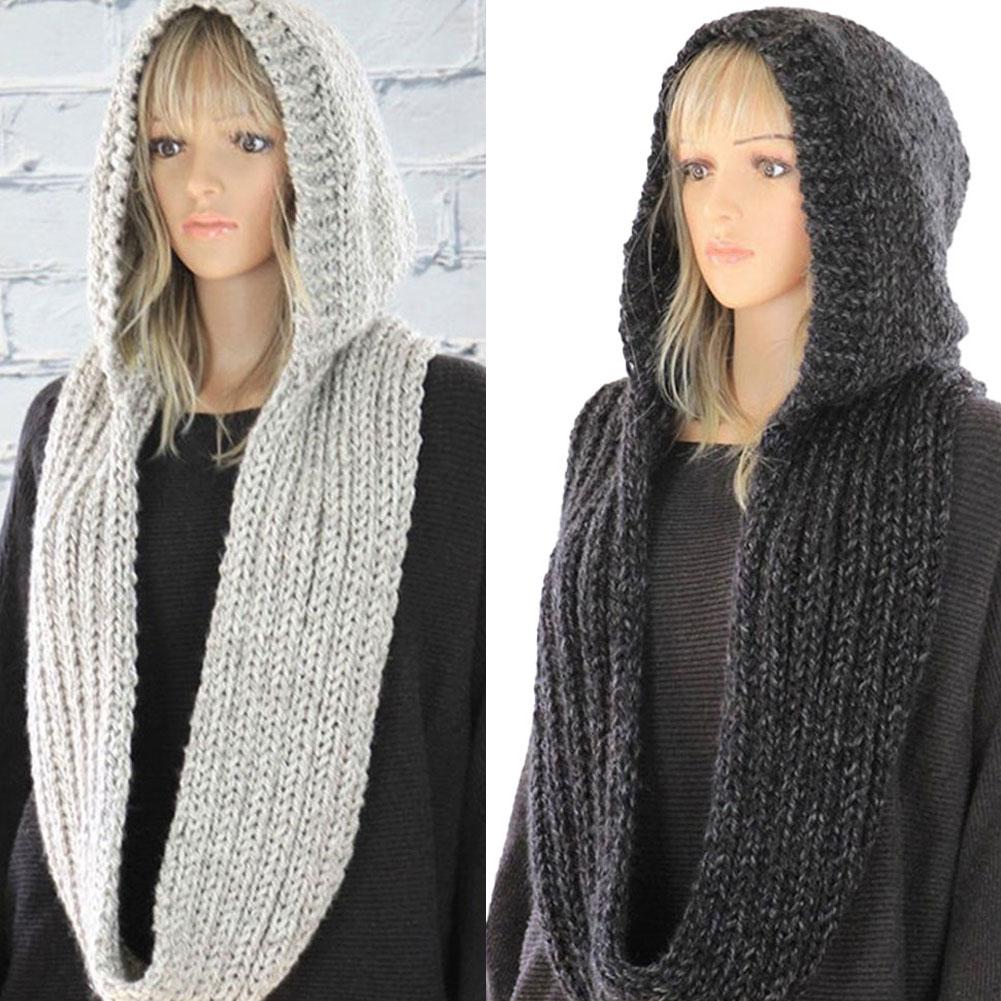 Knitted Hooded Scarf Winter Wo - огляд і ціна Infinity Scarf Knit