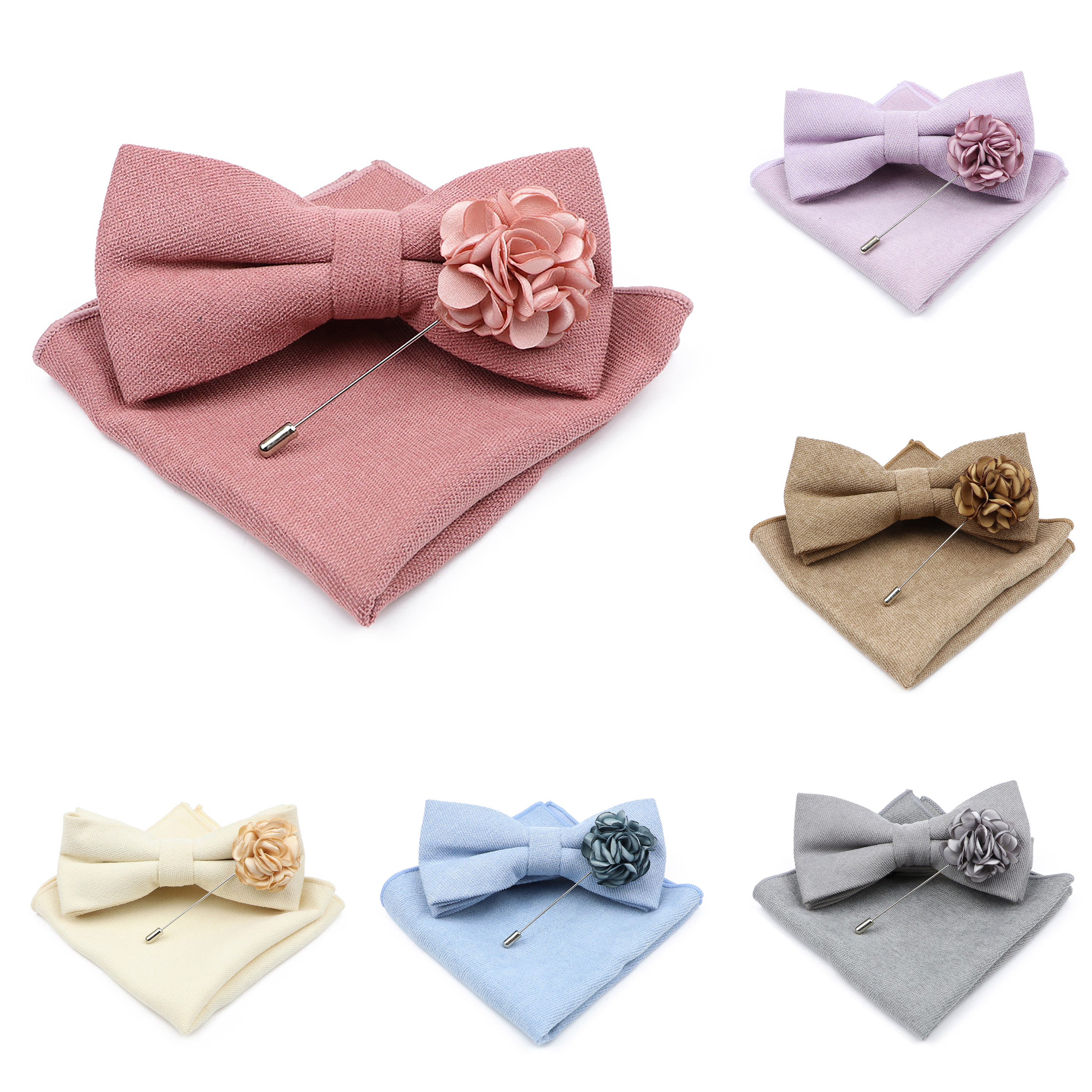 Mens Solid Color Cotton Bowtie - огляд і ціна Handkerchief Cotton Men