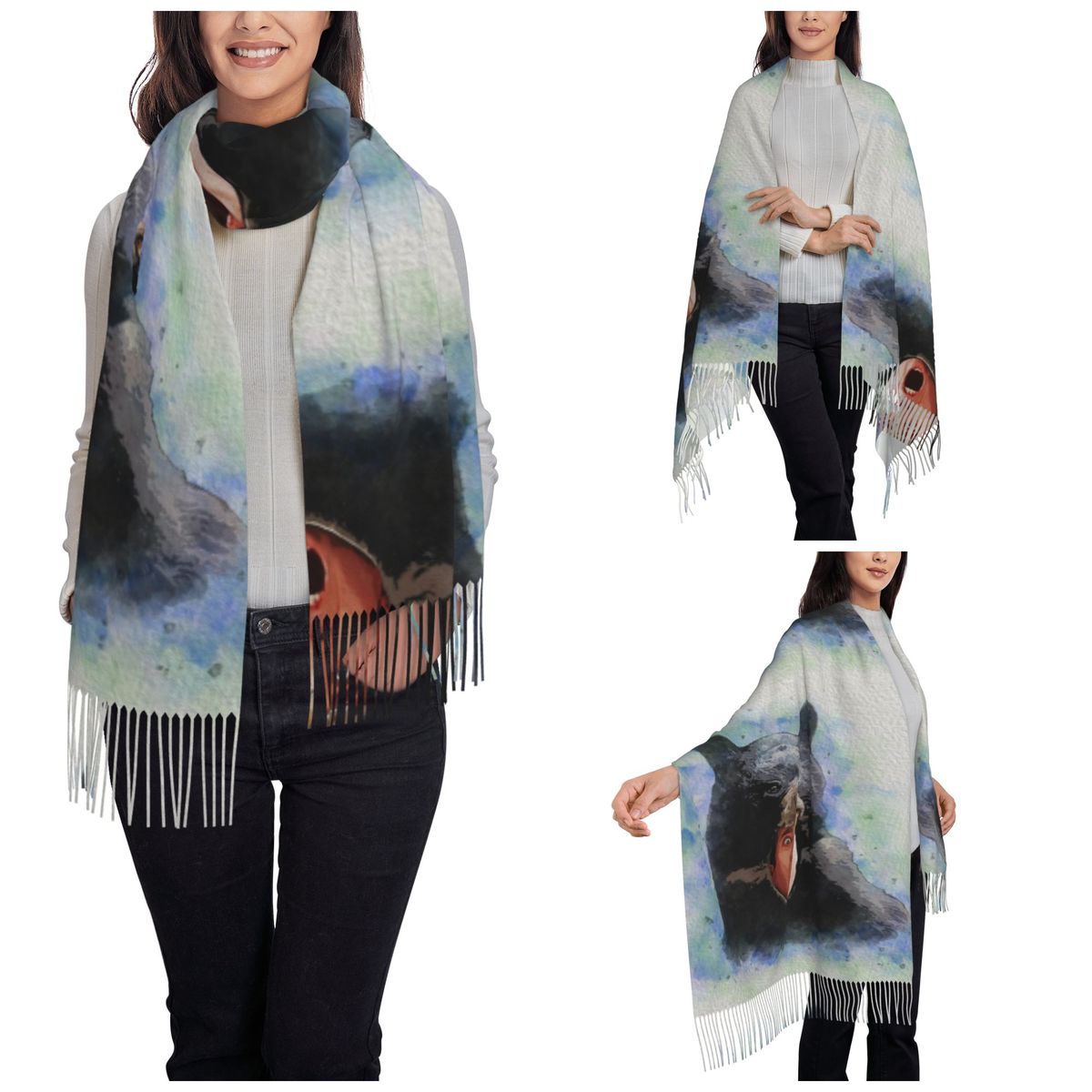 Cage Bear Watercolor Scarf for - огляд і ціна Pashmina Wrap Large
