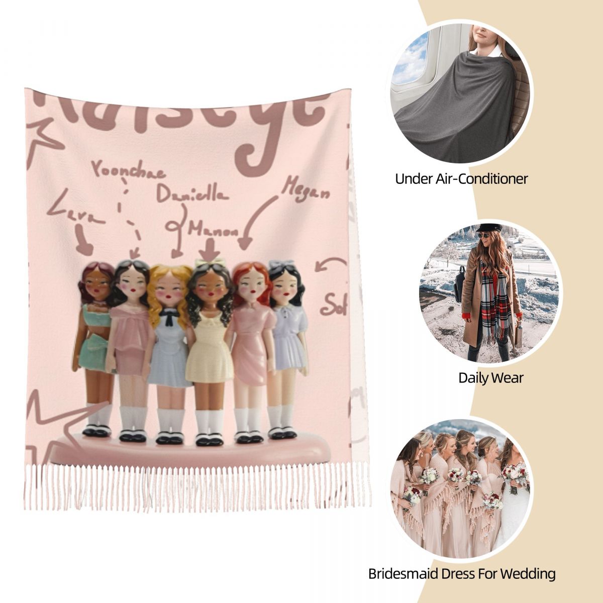 Katseye Kpop Idol Shawl Wrap W - огляд і ціна Pashmina Wrap Large