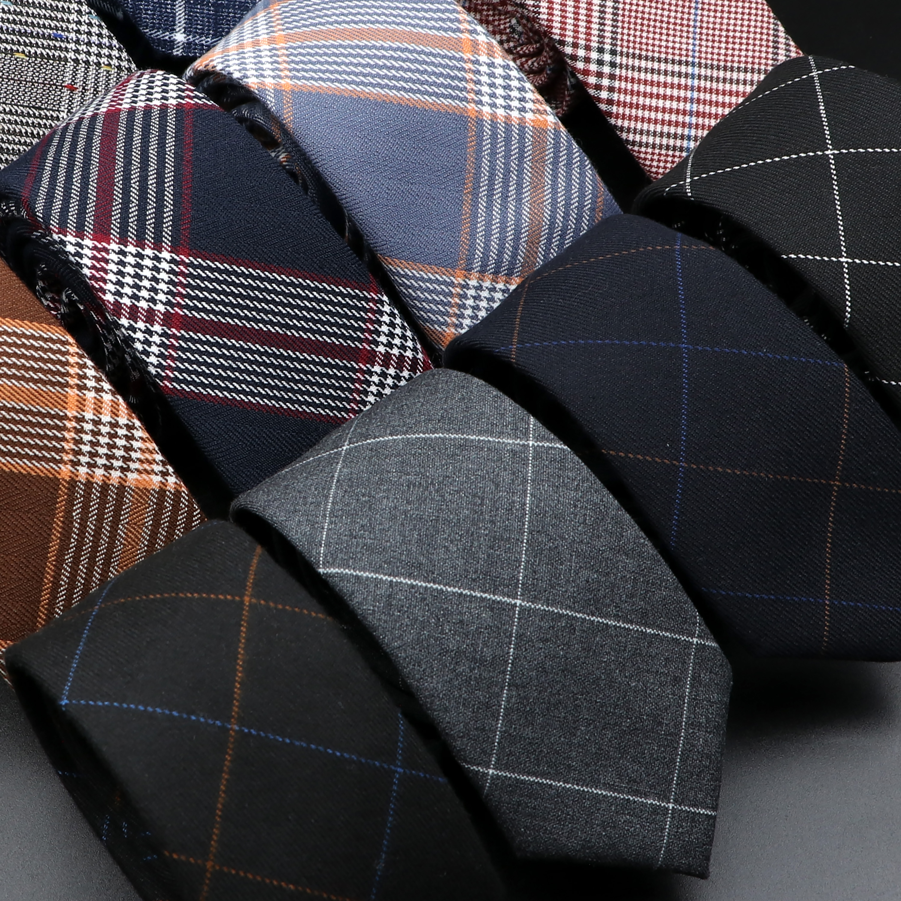Classic Black Grey Plaid Cotto - огляд і ціна Skinny Tie Men