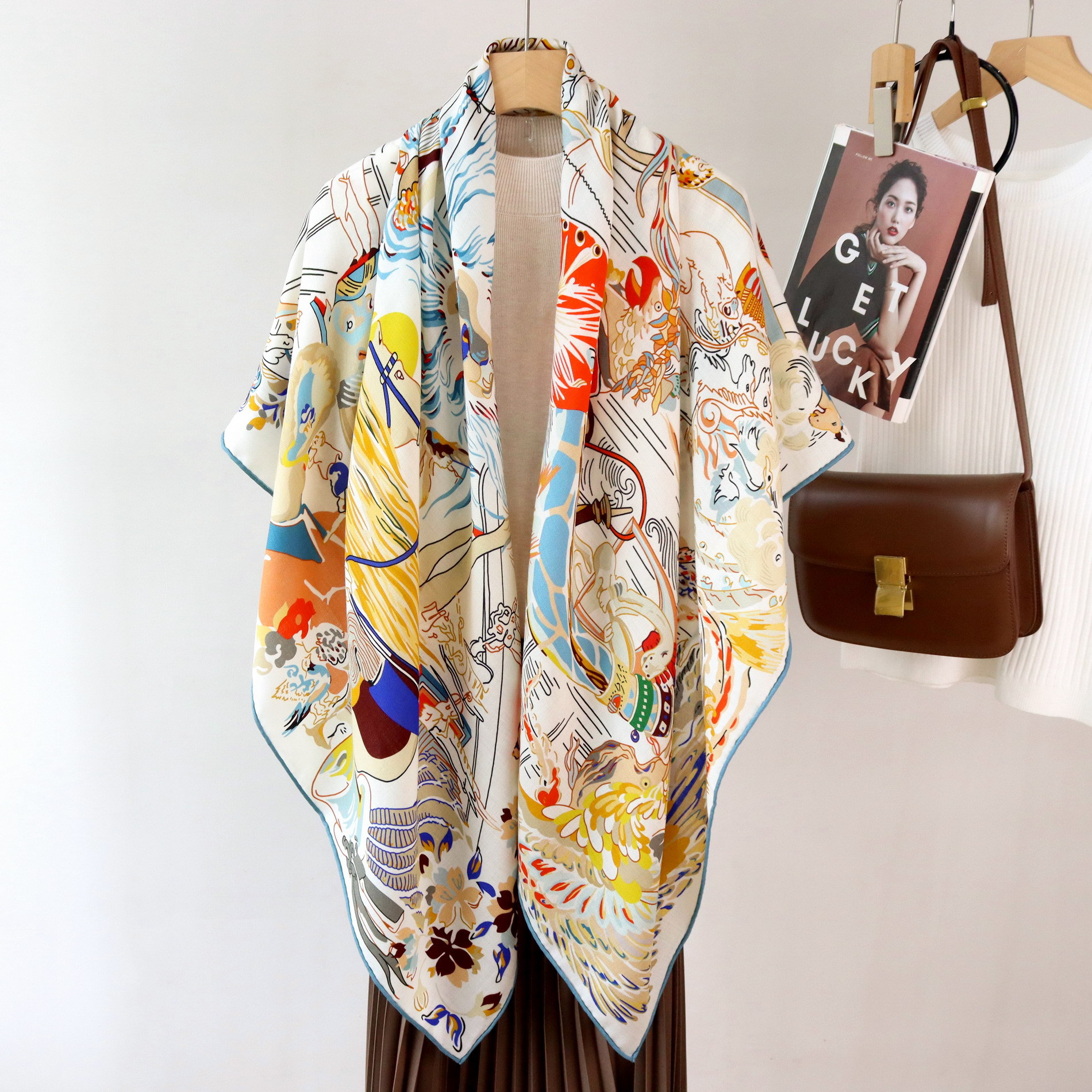 Double Print Mulberry Silk Sca - огляд і ціна Pashmina Wrap Large