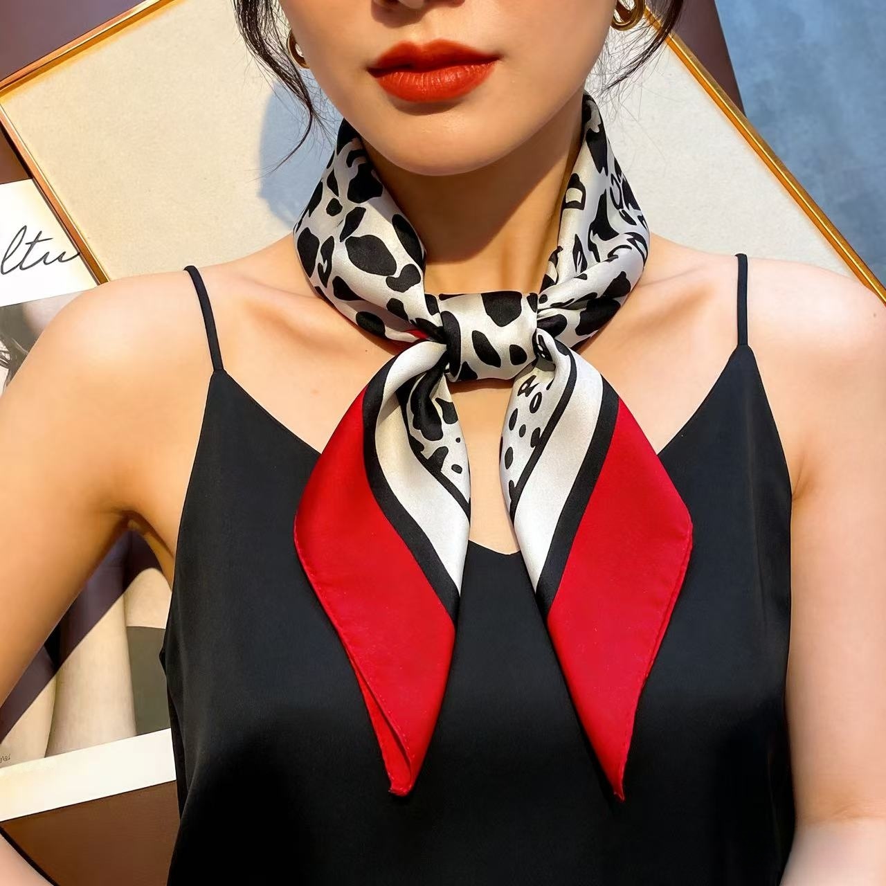 1pc Faux Silk Retro Leopard Pr - огляд і ціна Bandana Cotton