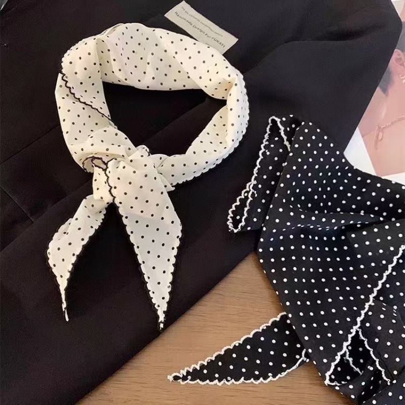 Black White Polka Dot Scarf fo - огляд і ціна Ascot Neck Scarf