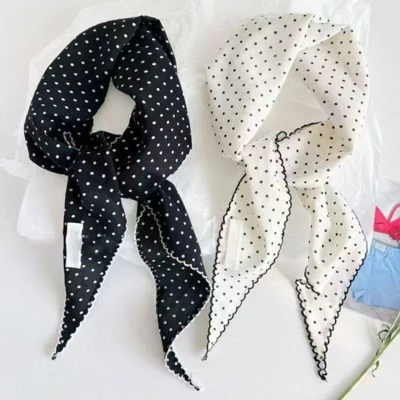 Black White Polka Dot Scarf fo - огляд і ціна Ascot Neck Scarf