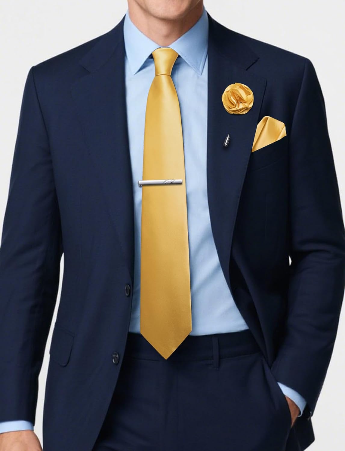5Pcs Men's Silk Satin Tie Set  - огляд і ціна Pocket Square Set