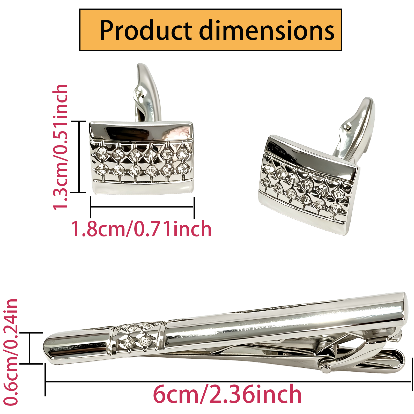 Mens Cufflinks & Tie Clip Set  - огляд і ціна Tie Bar Set Gift
