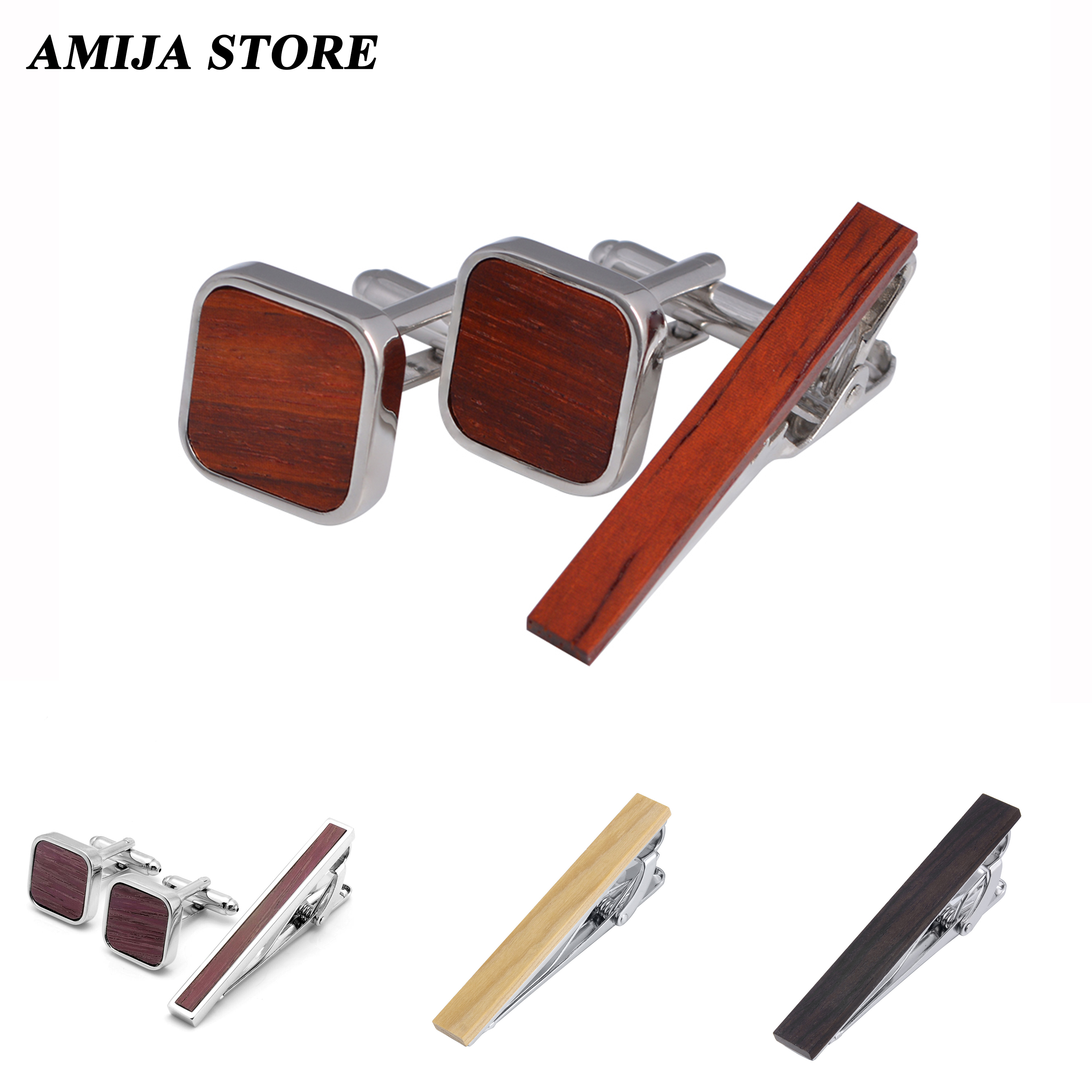 High Quality Wooden Cufflinks  - огляд і ціна Tie Bar Set Gift