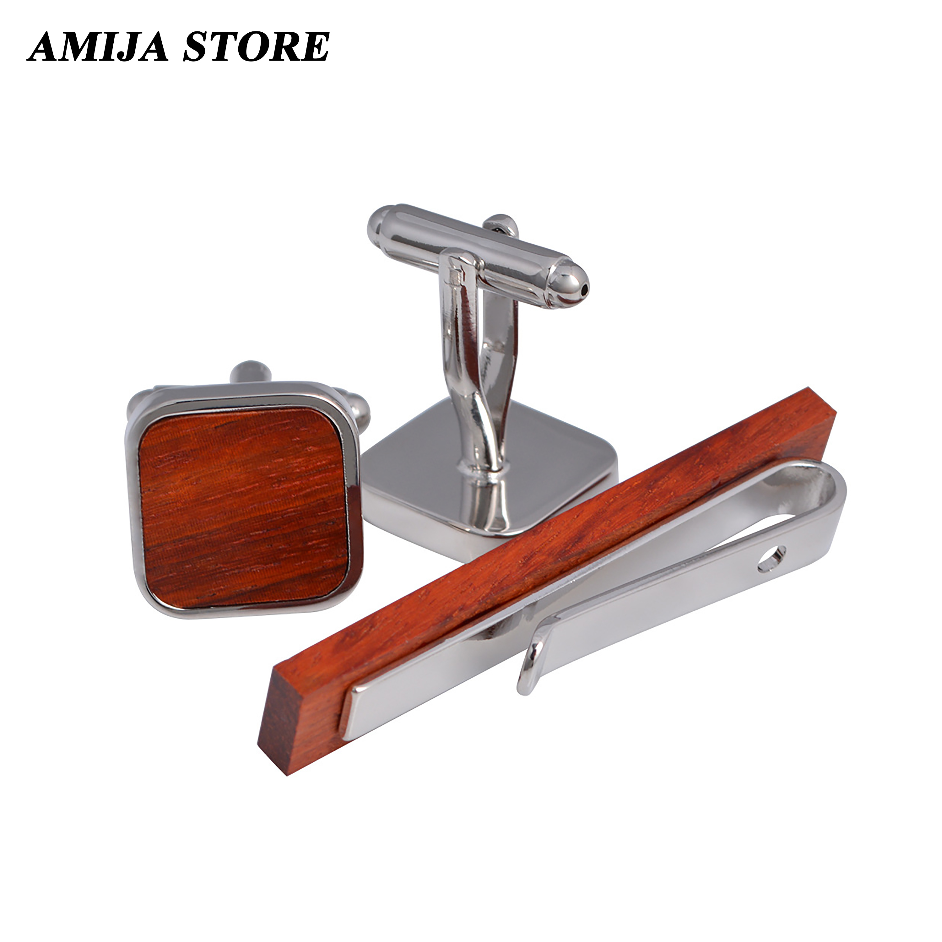High Quality Wooden Cufflinks  - огляд і ціна Tie Bar Set Gift