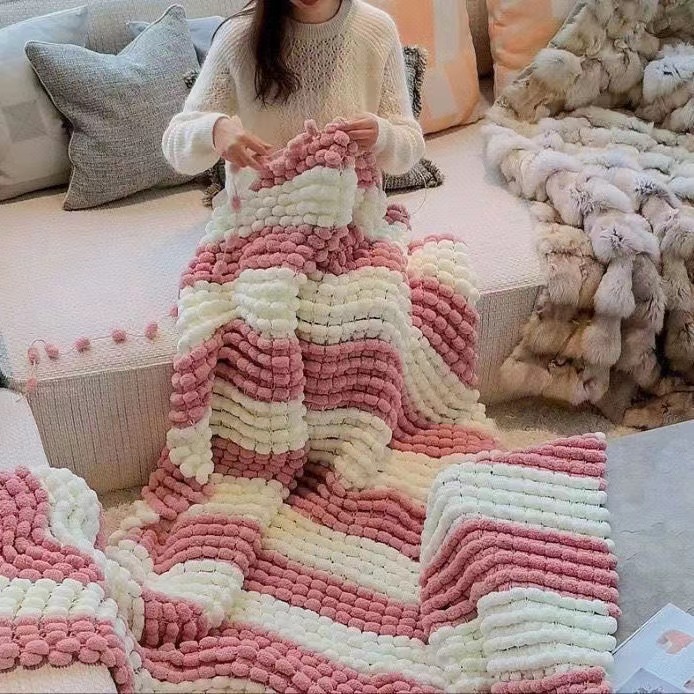 130G/Roll Pompom Yarn Mixed Co - огляд і ціна Woven Scarf Blanket