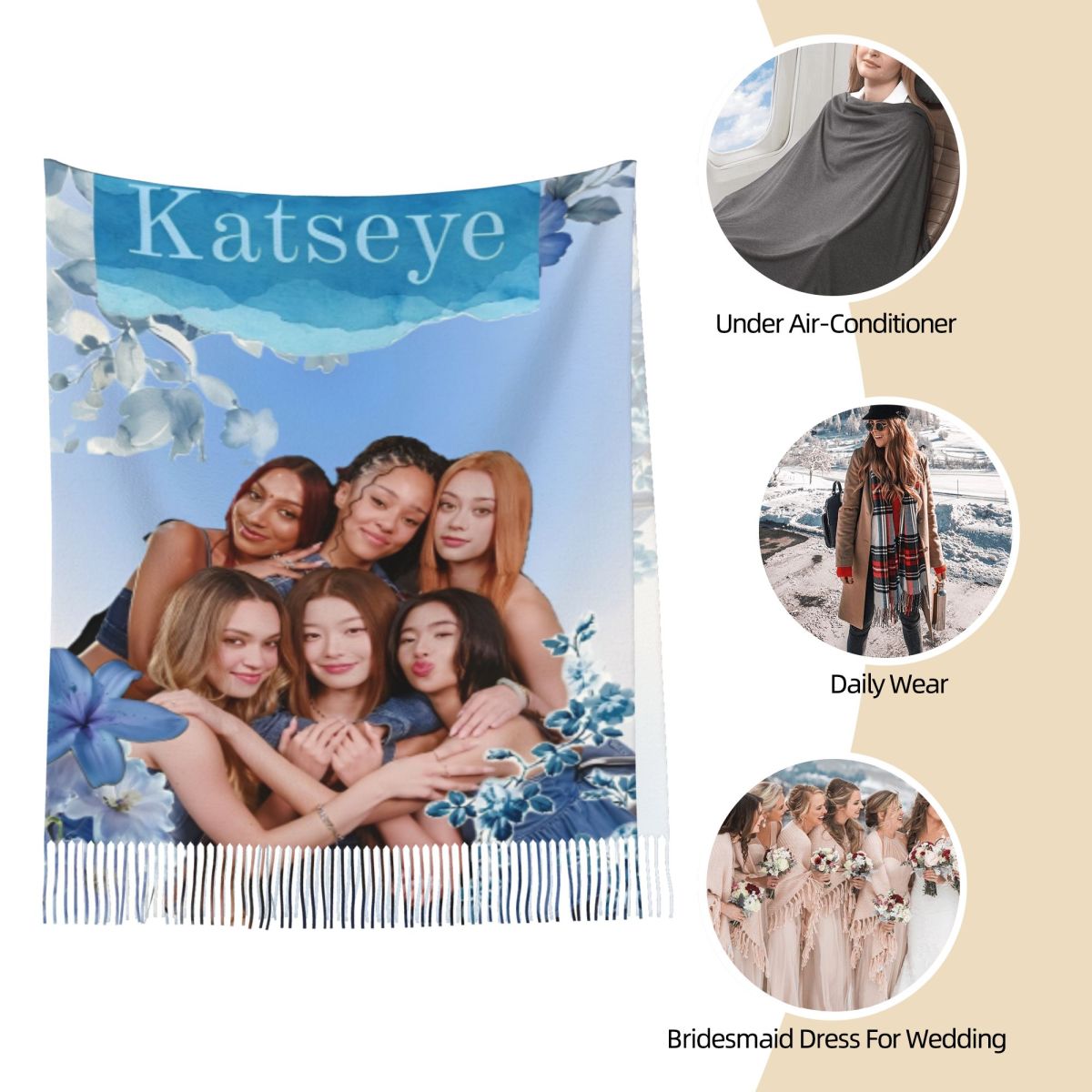 Katseye Kpop Scarf for Women W - огляд і ціна Pashmina Wrap Large