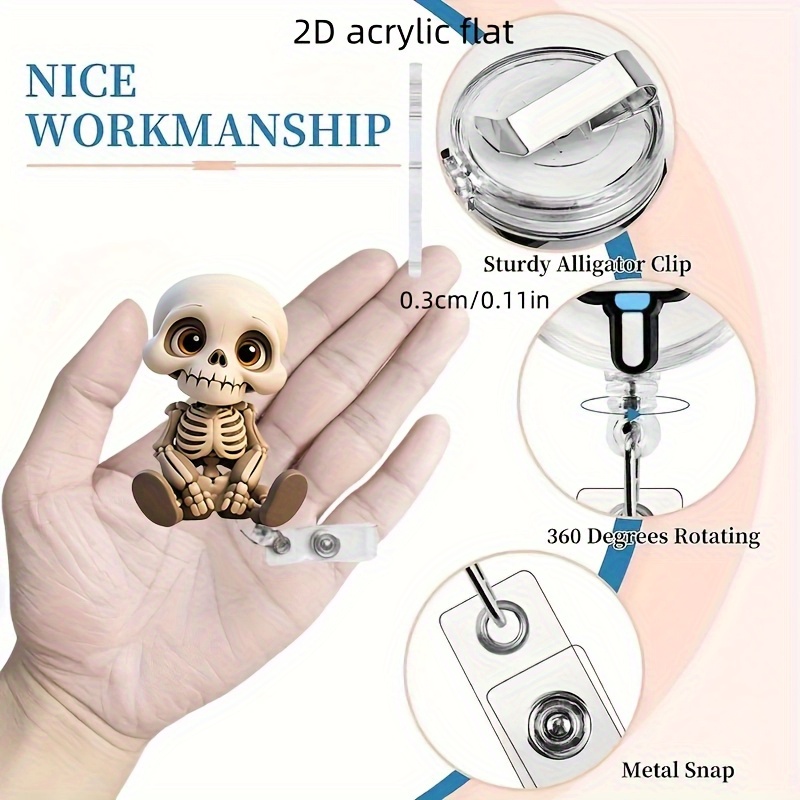 2D Flat, Acrylic Dazed Skull H - огляд і ціна Lanyard Badge Holder