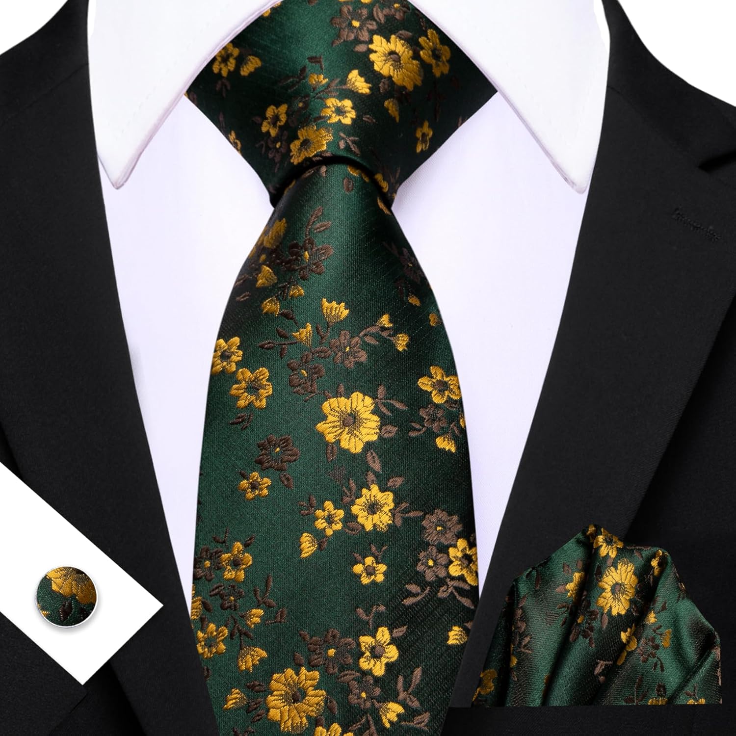 Men's Floral Paisley Silk Tie  - огляд і ціна Pocket Square Set